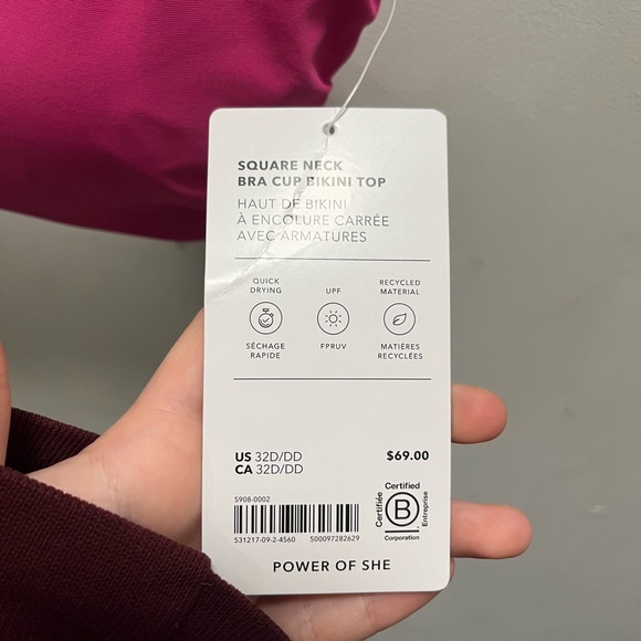 BRAND NEW Athleta Square Neck Bra Cup Bikini Top in Pink - Picture 4 of 5